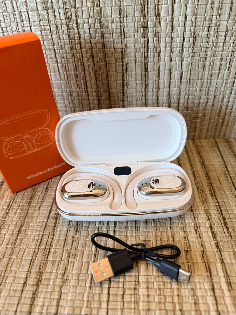 Wireless White Bluetooth Earbuds with Charging Case